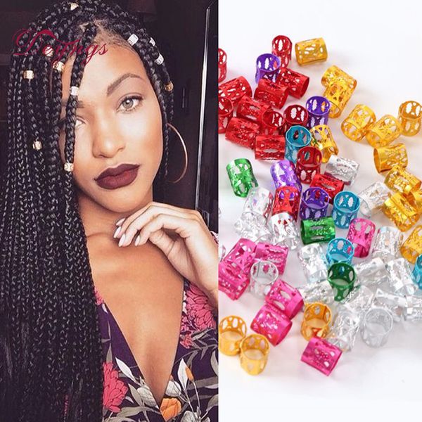 

wholesale-hair beads braids 100 pcs/lot 5 colors dreadlock beads adjustable cuff micro rings 8.5mm hole metal tube lock, Black;brown