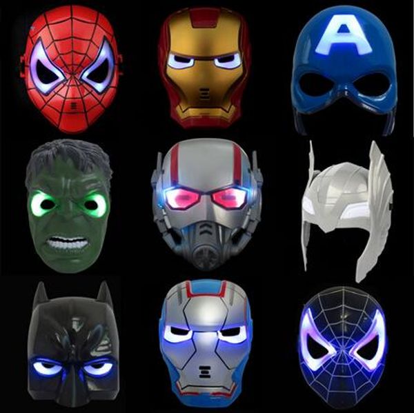 

led flash mask children halloween masks glowing lighting mask avengers hulk captain america batman ironman spiderman party mask ship