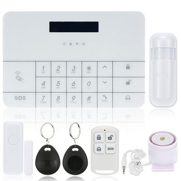 

wireless gsm alarm system lcd gsm&sms rfid touch keyboard home house security burglar intruder alarm system auto dialer with app for re