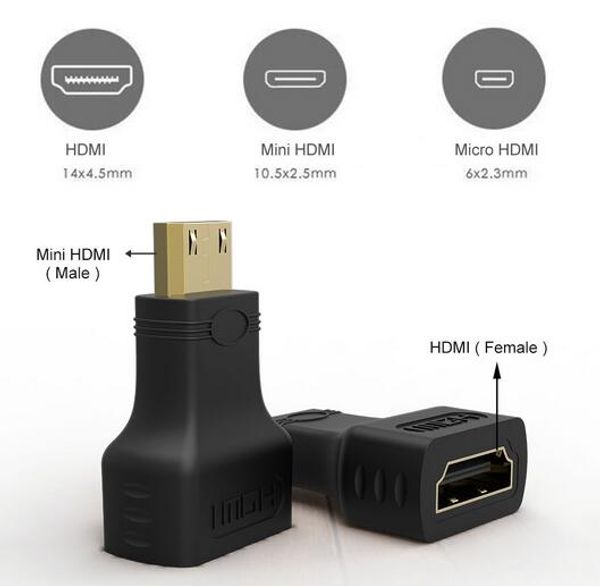

fashion gold plated mini hdmi male to hdmi female adapter for hdtv 1080p