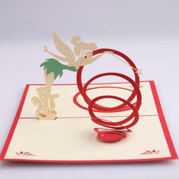 10 adet Sihirli Peri El Yapımı Kirigami Origami 3D Pop UP Tebrik Kartları Davetiye Düğün Noel Doğum Günü Partisi Hediye Için