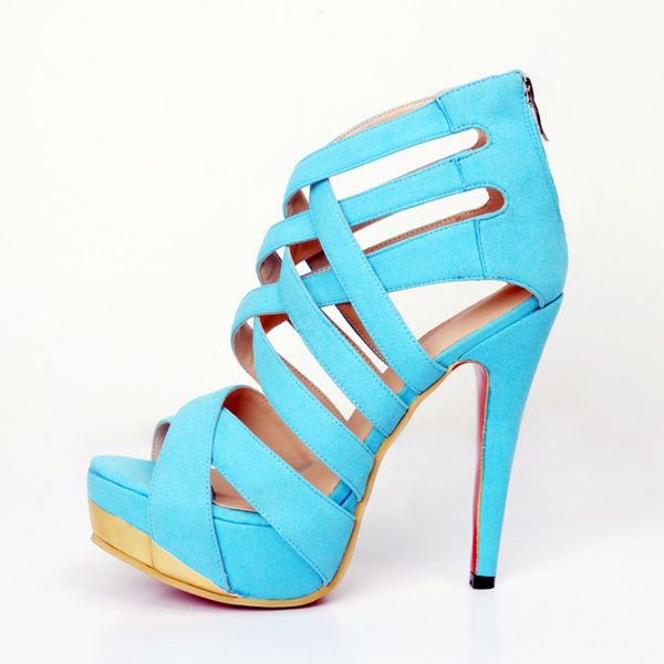 

kolnoo womens fashion high heel gladiator straps sandals 14.5cm heels open toe shoes cut-out decoration party shoes blue xd248, Black