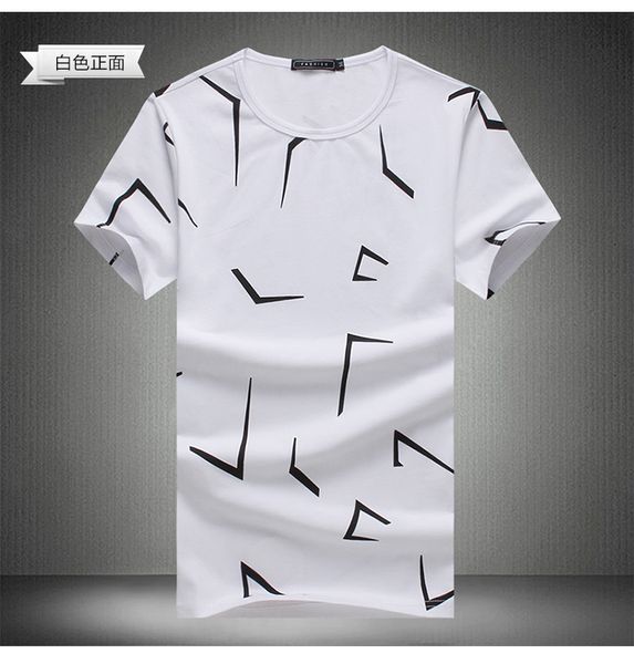 

2017 летняя мода мужская футболка повседневная нерегулярные печатных с коротким рукавом футболка мужская одежда тенденция повседневная slim, White;black