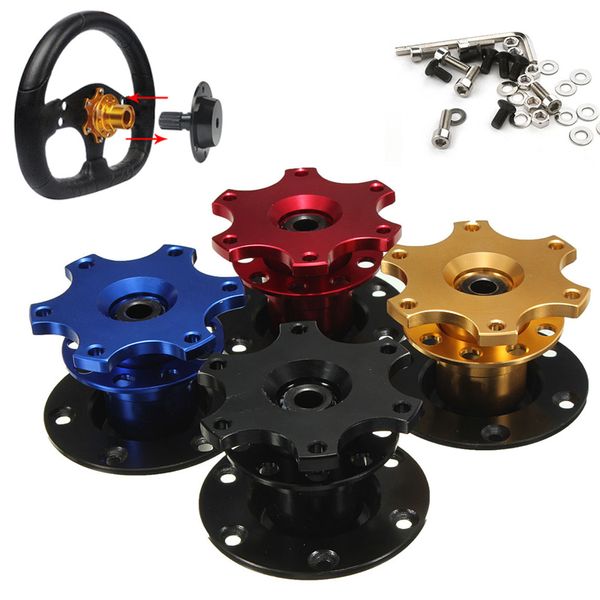 

70mm Car Steering Wheel Quick Release Hub 6 Holes Racing Adapter Snap off Boss Kit 4 Optional Colors AUP_527