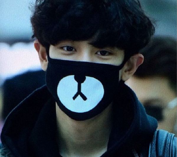 

1 шт. 2016 черный антипылевым хлопок милый медведь рот Маска KPOP экзо Chanyeol Чан