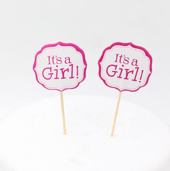 Оптовая продажа-розовая девушка и Синий мальчик партия торт ботворезы украшения для детей день рождения сувениры Baby Shower украшения поставки
