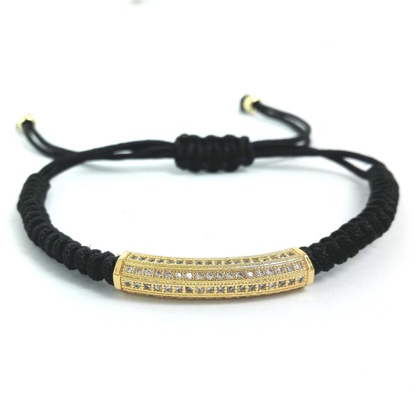 Atacado- ANIL ARJANDAS homens macrame pulseiras, ouro longo tubo micro pavimentação CZ cobre macarrão miçangas breaking macrame pulseira