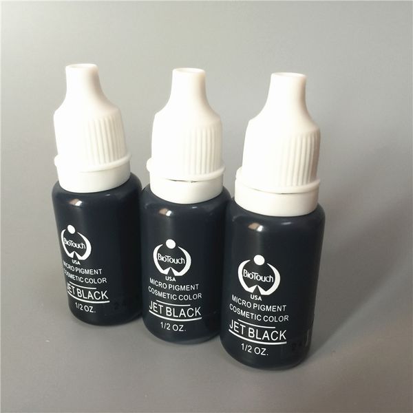 

2pcs biotouch tattoo ink set pigments permanent makeup 15ml jet black colors cosmetic color tattoo ink for eyebrow eyeliner lip