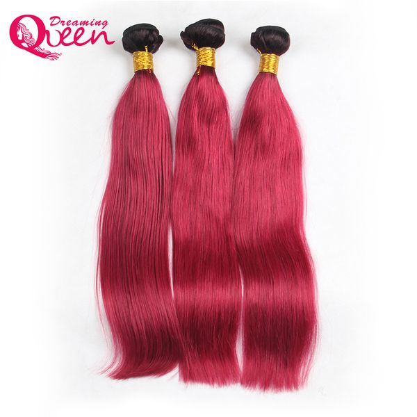 

#t1b burg ombre brazilian straight human hair extension brazilian virgin human hair bundles 3 pcs ombre weave hair product ing, Black