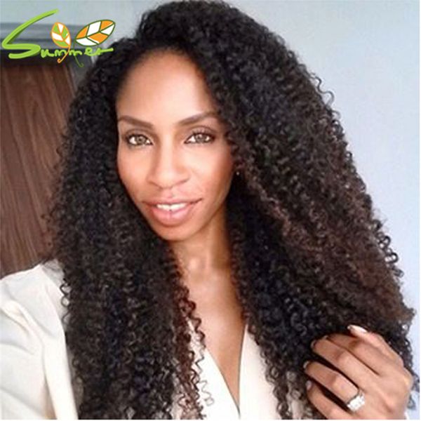 

kinky curly african american wig glueless malaysian virgin remy human hair afro kinky curly full lace wigs for black women, Black;brown