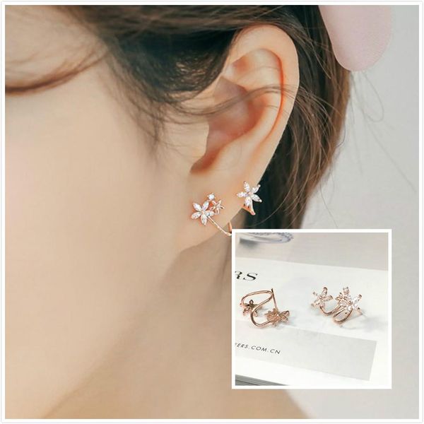 

charm arch ear studs alloy gold/silver/rose gold tone 3a rhinestone flowers ear pins fashion earrings gifts for her, Golden;silver