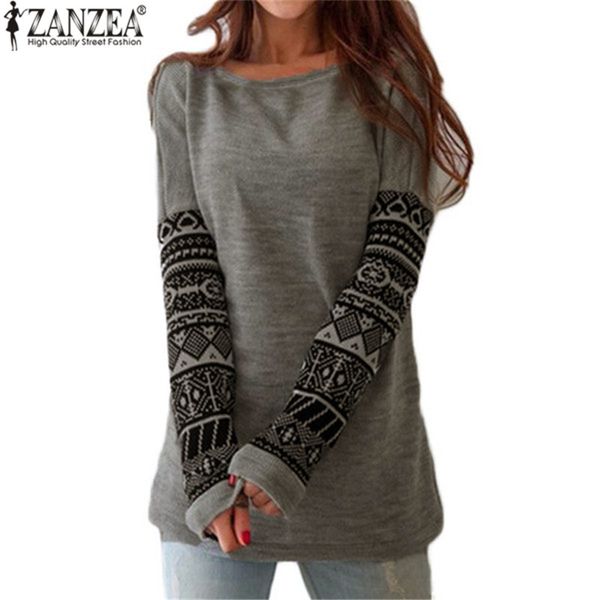 

wholesale-2016 spring autumn women t shirt fashion o neck printed long sleeve loose t-shirt casual pullover blusas plus size s-5xl, White