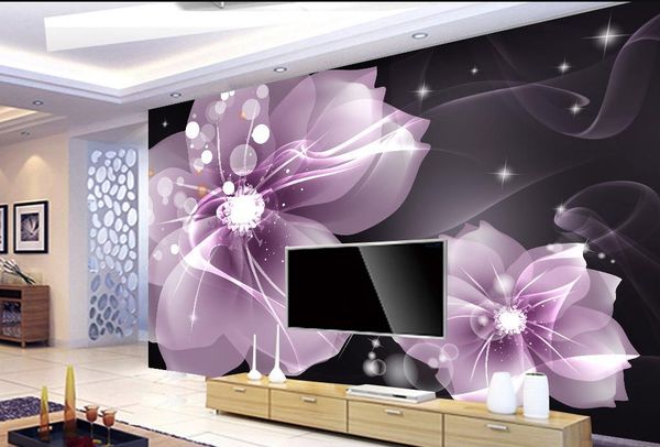 

modern simple purple transparent flower tv background wall mural 3d wallpaper 3d wall papers for tv backdrop