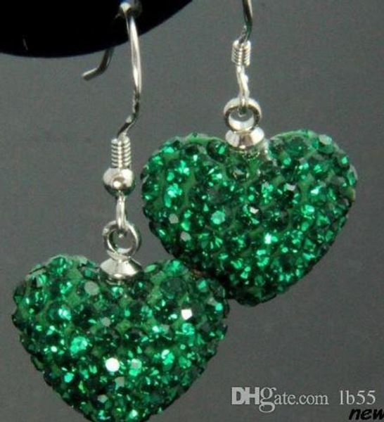 

ale 5325356 rhinestone mix colors white disco ball beads clay heart drop dangle crystall crystal earrings stud x634 w62, Silver