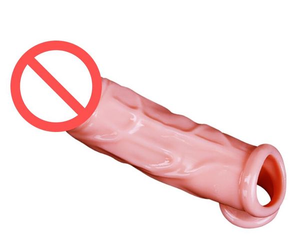 Reutilizável Penis Sleeve Extender Ejaculação Dupla Vibrador Ejaculação Dupla Realista Pênis Manga Sex Toys para Homens