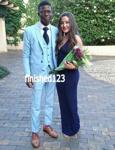 

latest design two button light blue groom tuxedos groomsmen man suits mens wedding blazer suits (jacket+pants+vest+tie) no:439, Black;gray