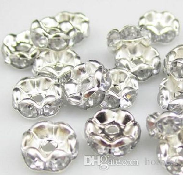 

good new arrival 500pcs/lot 10mm wave crystal spacer rondelle spacer silver plated bead for bracelet ale diy findings c8543 k673 t, Black