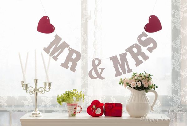 „MR MRS“-Schild, Hochzeits-Wimpelkette, Banner für Party-Dekoration, Foto-Requisite