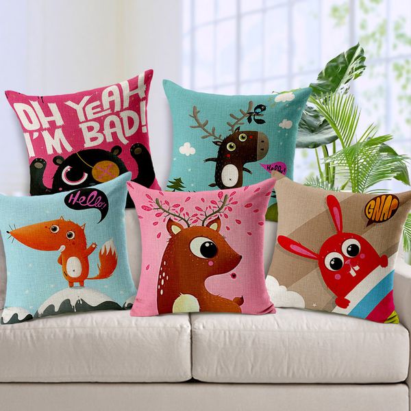 

cartoon pillow cases home decorative for pillowcase hand painted square animals printed pillowcase for pillow 45x45cm coffee shop texitles