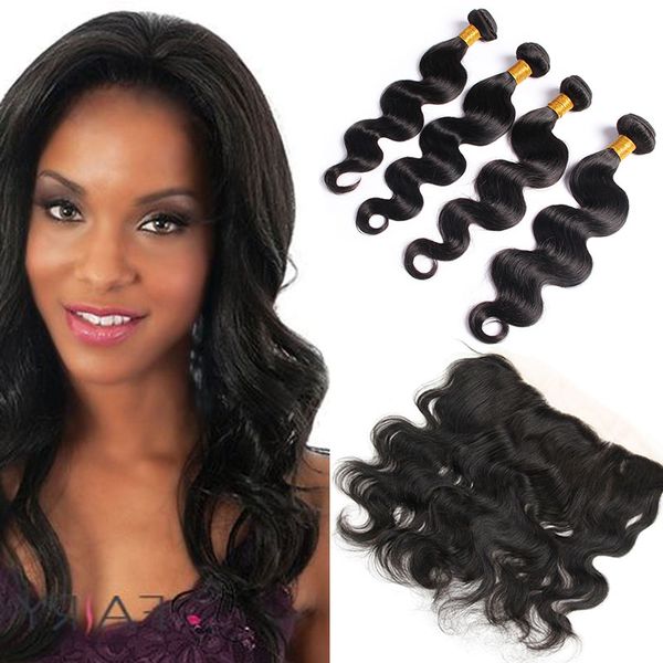 Unprocessed 13 4 Lace Frontal With 4 Bundles Body Wave Virgin Hair