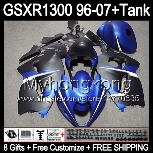 8gift плоский синий для SUZUKI Hayabusa GSXR1300 96 97 98 99 00 01 13MY194 GSXR 1300 GSX-R1300 GSX R1300 02 03 04 05 06 07 плоский черный обтекатель