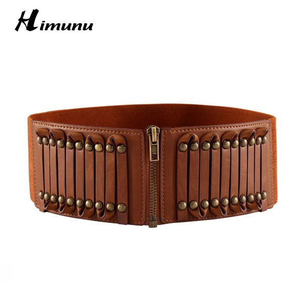 

wholesale- european and american fashion fasual zipper buckle female belts elasticity cummerbunds wide leather belt for women black brown
