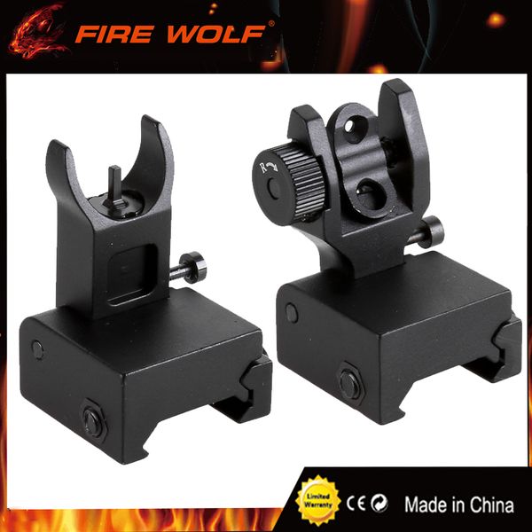 

FIRE WOLF Front Rear Iron Sight Set Flip Up Rapid Transition A2 Mil Spec Folding Sight for 20mm Picatinny / Weaver Rails