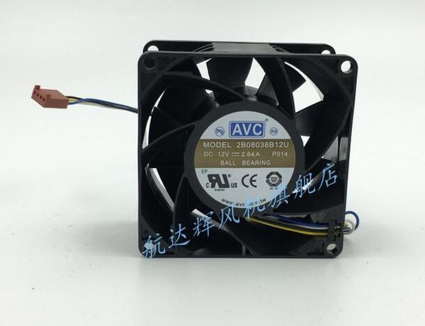 AVC 2B08038B12U 8038 2.64A 12V четыре линии вентилятор насильственного сервера