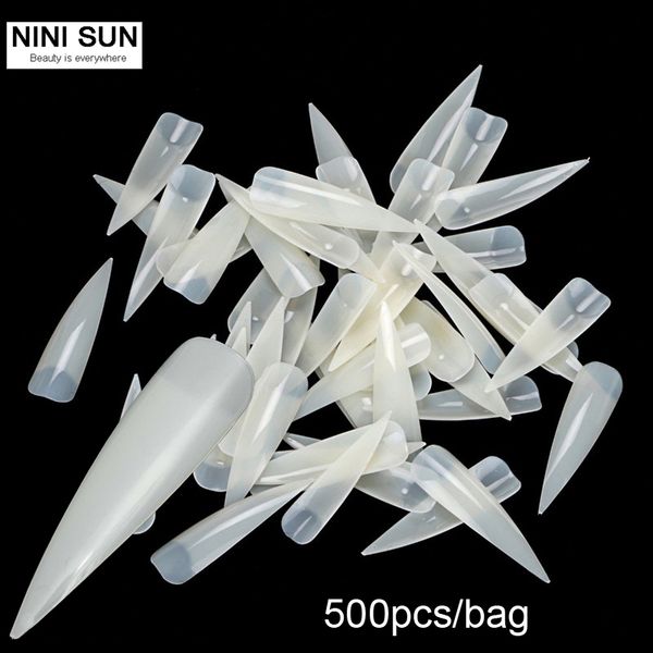 

wholesale- wholesale 500pcs natural/beige french stiletto acrylic artificial false nail tips half cover salon fake nail art tips makeup diy, Red;gold