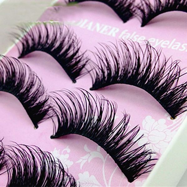 

wholesale- 5 pairs women lady natural eye lashes make-up handmade thick fake cross false eyelashes makeup tools