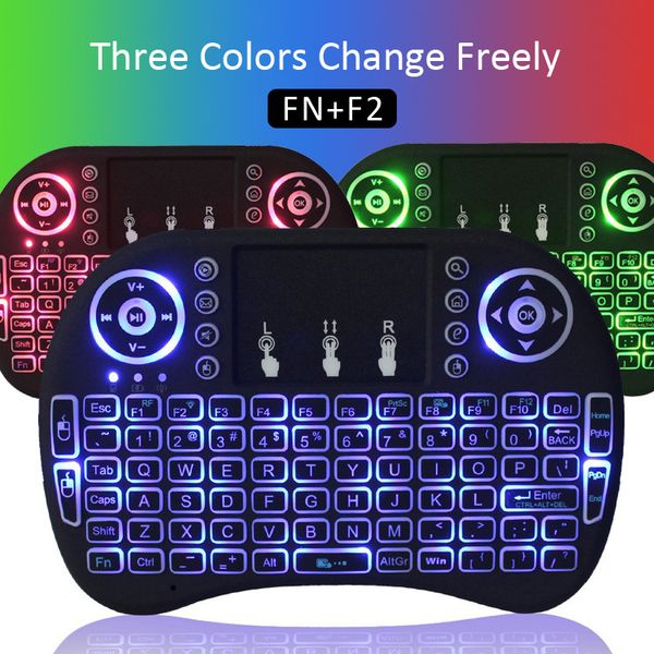 

rii i8 2.4g wireless fly air mouse 3 color backlit mini keyboard touchpad chargeable handheld for smart tv android box