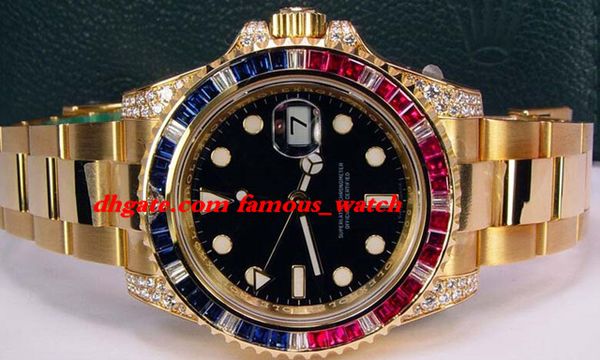 

new fashion luxury stainless steel bracelet ii black dial sapphire ruby diamond bezel 116758 watch chest 40mm mechanical man watch, Slivery;brown