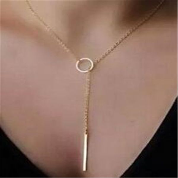 

necklaces pendants women jewelry simple alloy y shaped choker statement necklaces gold long charms chains necklaces christmas gift, Silver