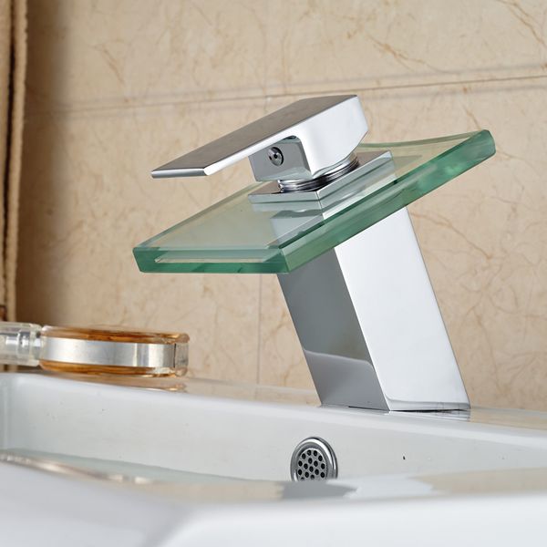 

wholesale- new arrival type lavatory faucet waterfall glass spout single handle cold water taps chrome