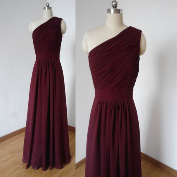 

бордовый одно плечо шифон линия платья невесты длинные 2017 элегантный халат demoiselle d'honneur longue зашнуровать назад, White;pink