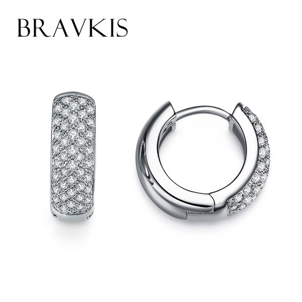 

wholesale- bravkis new micro pave crystal hoop earrings small circle huggie hoop earrings for women brincos mujer pendientes aros bue0146, Golden;silver