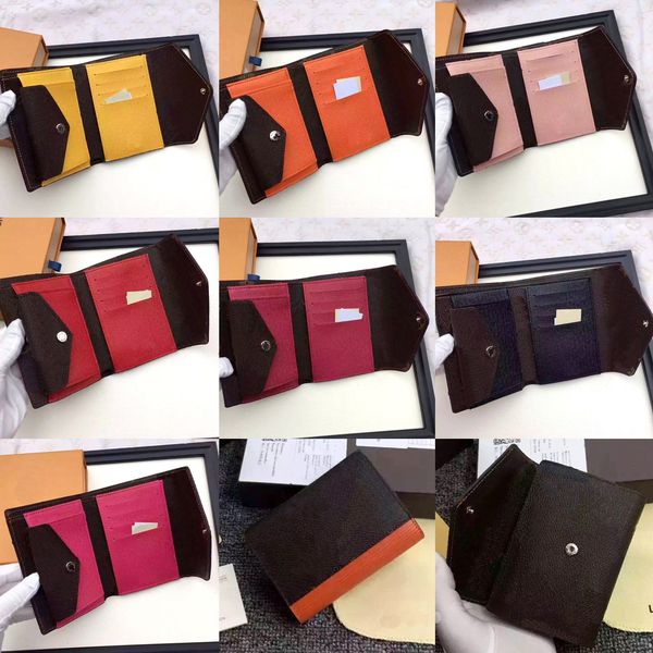 

2019 wholesale designer wallet leather multicolor coin purse short wallet polychromatic purse lady card holder classic mini zipper pocket, Red;black