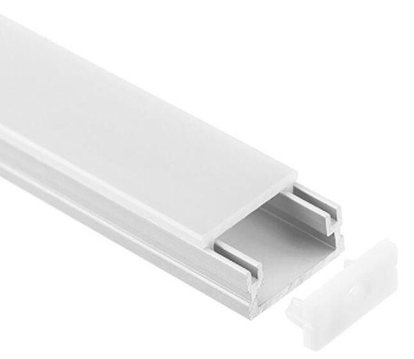 Commercio all'ingrosso libero di trasporto 2 m / pz 50 m / lotto Slim Size Channel strisce di alluminio con coperchio e tappi terminali per strisce LED, LED Bar Light