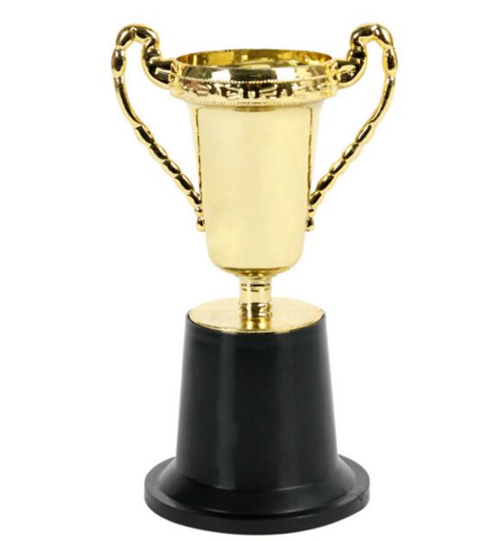 

wholesale- 10pcs/lot plastic gold cup trophy,kids sports medal.winner medal.educational props reward,creative gift prizes toys for children