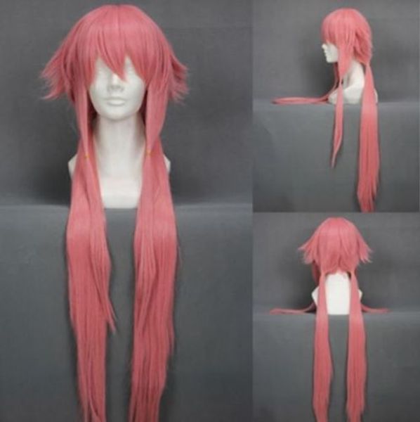 

new future diary mirai nikki gasai yuno anime cosplay wig pink 80cm, Black;brown