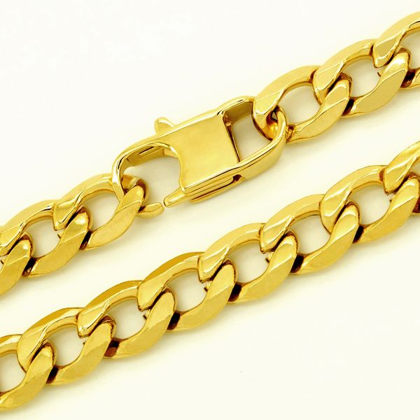 

8mm Curb Cuban Chain 100% Stainless Steel Necklace 18K Gold Plated Jewelry Punk T and CO 18 - 36 Inches Long