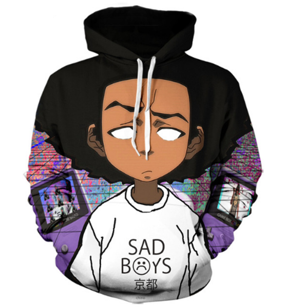 

fashion womens/mens huey harajuku style funny 3d print casual hoodies plus size kk54, Black