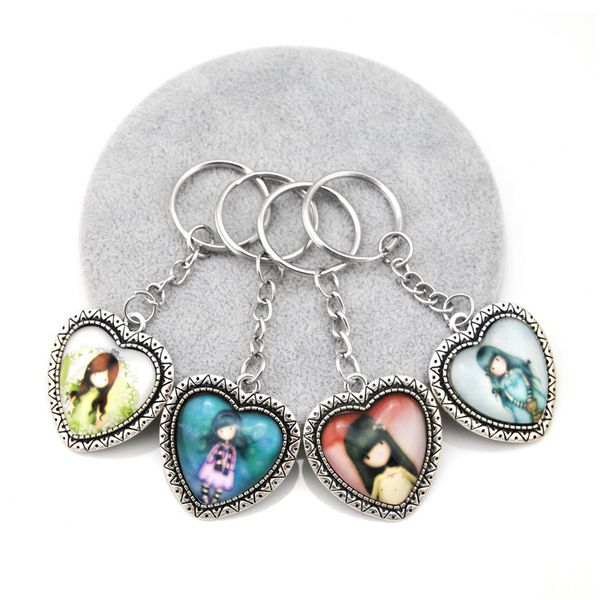 

brand new cute anime сердце девушка брелок женщина аксессуар vintage silver стекло оригинал carbochon брелок сеть ювелирных сувениры подарки, Slivery;golden