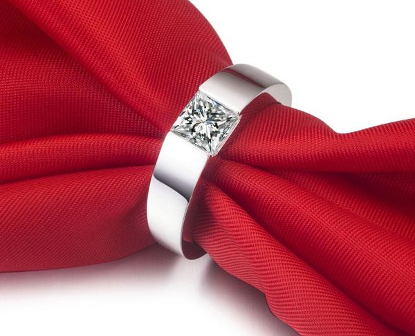 

fast 925 silver sona synthetic diamond engagement ring semi mount 18k white gold wedding men ring, Slivery;golden