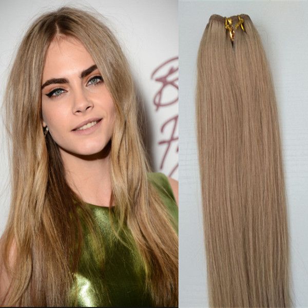 

elibess 20inch 50g/pcs 4pcs/pack straight silky soft 100% human remy hair weft/ weaving #16 light brown hair extensions, Black