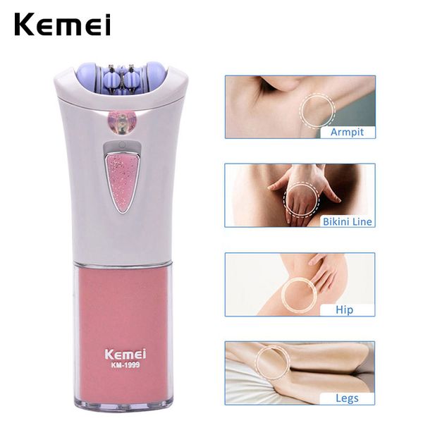 Wholesale- Kemei Depilatory Electric Female Epilator Women Hair Removal for Facial Body Armpit Underarm Leg DepiladorLED light S4041