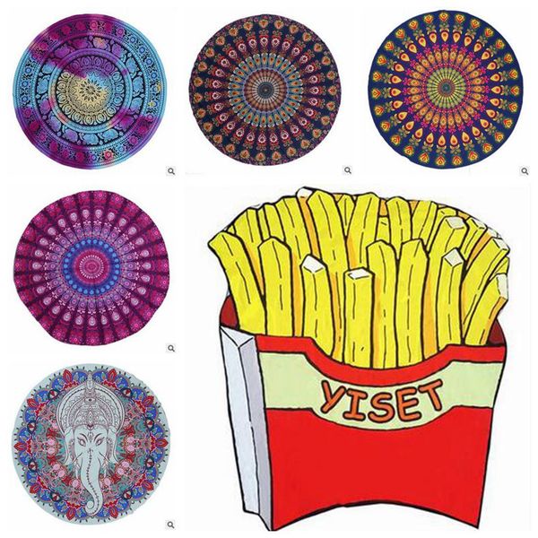 56 Designs Bohemian Mandala Beach Tapestry Hippie Boho Throw Yoga Mat Round French Fries Beach Shawl Towel Tablecloth Sarongs Cca5732 Linen Bath