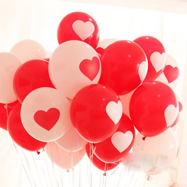 

12inch Ballons Акция! Белый Красный Прекрасный круглый сердце свадебные воздушные шары