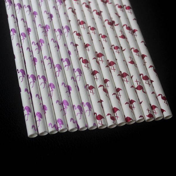 

Hot Pink Foil Flamingo Paper Straws Luau Party Table Decor Tropical Drinks Cake Pop Sticks Home Club Drinking Straws 200pcs/lot DEC297