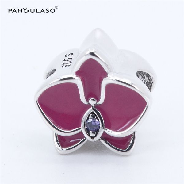 

pandulaso vibrant pink orchid charm beads for jewelry making fits pandora charms bracelets woman diy silver 925 jewelry 2017 summer, Black
